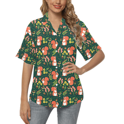 Squirrel Print Design LKS302 Women's Hawaiian Shirt