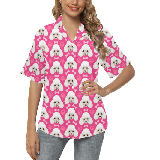 Poodle Pattern Print Design A04 Women's Hawaiian Shirt