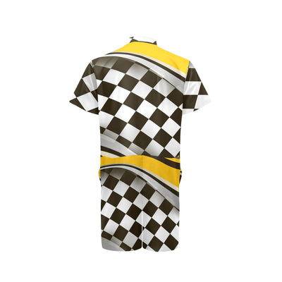 Checkered Flag Racing Style Men's Romper