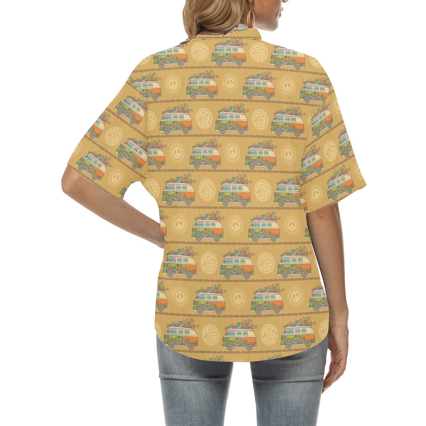 Hippie Van Print Design LKS304 Women's Hawaiian Shirt