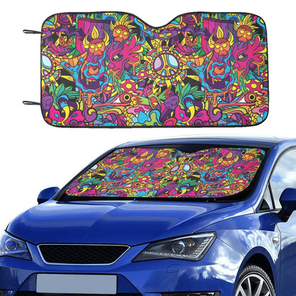 Trippy Print Design LKS304 Car front Windshield Sun Shade