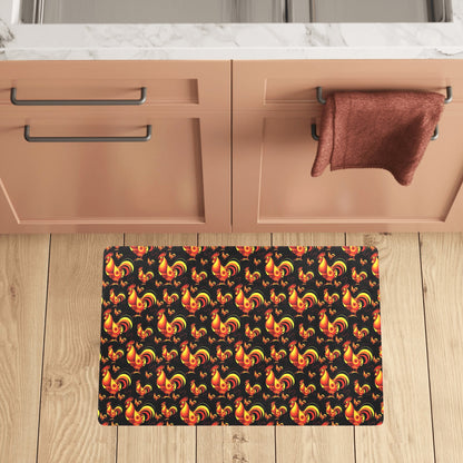 Rooster Print Themed Kitchen Mat