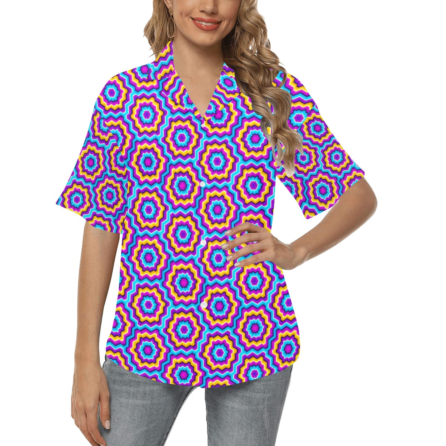 Optical illusion Techno Movement Women's Hawaiian Shirt