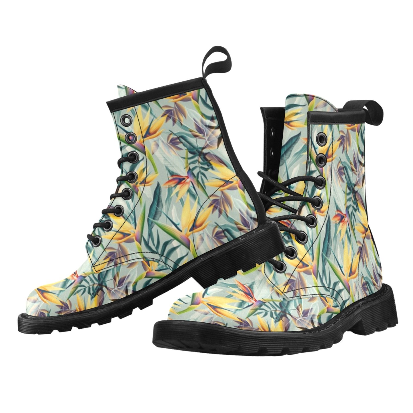 Tropical Flower Pattern Print Design TF022 Women's Boots