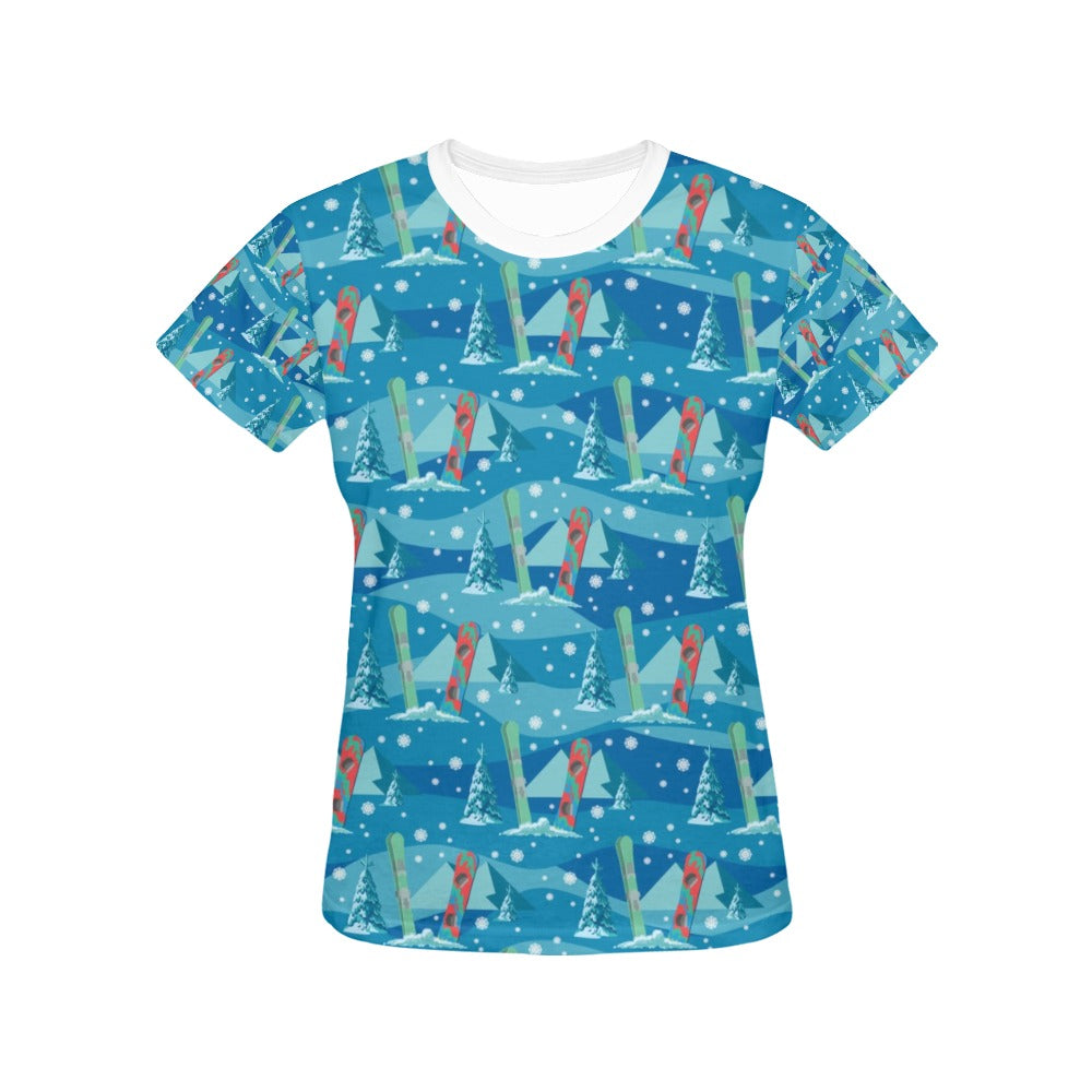 Snowboard Print Design LKS301 Women's  T-shirt