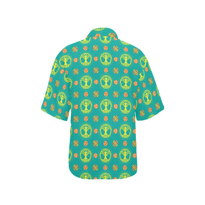 Celtic Tree of Life Print Pattern Women's Hawaiian Shirt