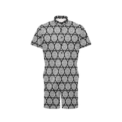 Calendar Aztec White Black Print Pattern Men's Romper