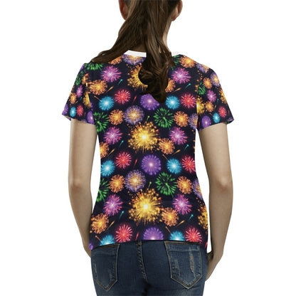 Firework Print Design LKS305 Women's  T-shirt