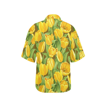 Tulip Yellow Pattern Print Design TP010 Women's Hawaiian Shirt