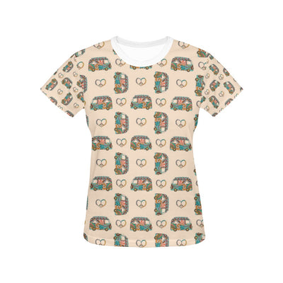 Hippie Van Peace Print Design LKS303 Women's  T-shirt