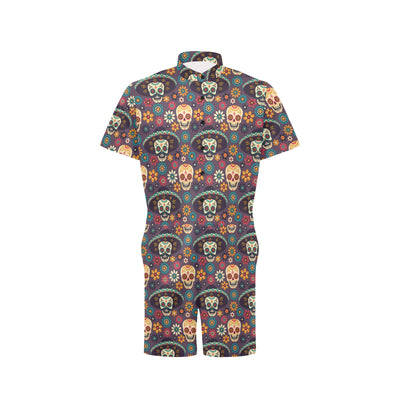 sugar skull Maxican Pattern Men's Romper