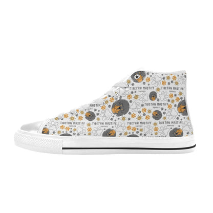 Tibetan Mastiffs Print Design LKS302 High Top Women's White Shoes