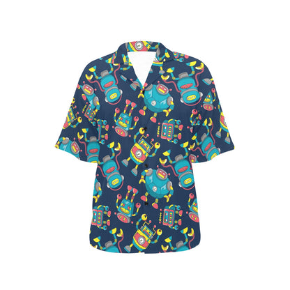 Robot Pattern Print Design A05 Women's Hawaiian Shirt