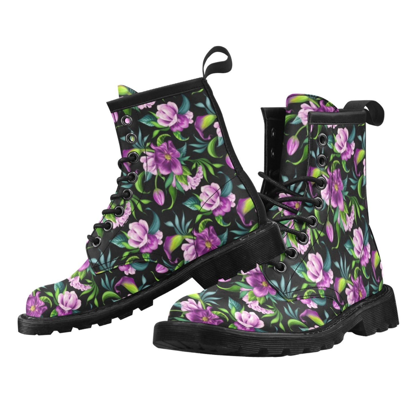 Bright Purple Floral Pattern Women's Boots