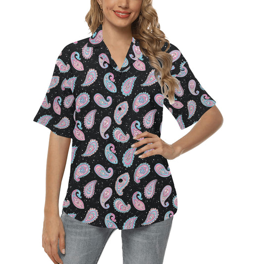 Paisley Pink Design Mandala Print Women's Hawaiian Shirt