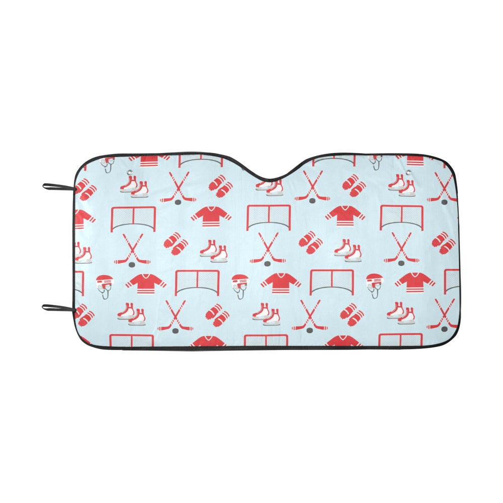 Hockey Red Equipment Print Design LKS305 Car front Windshield Sun Shade