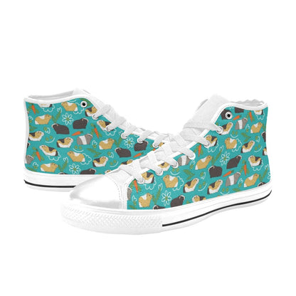 Guinea Pig Print Design LKS402 High Top Women's White Shoes