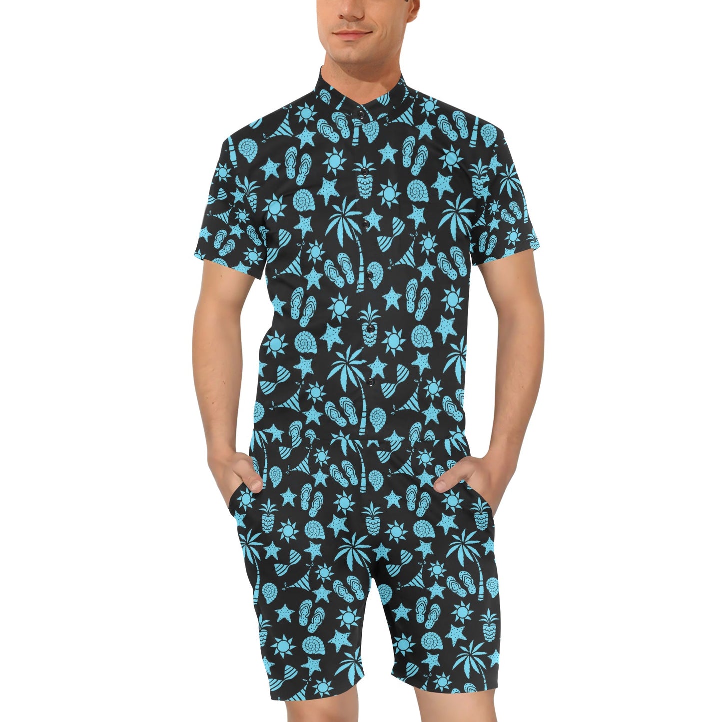 Beach Scene Pattern Print Design 03 Men's Romper