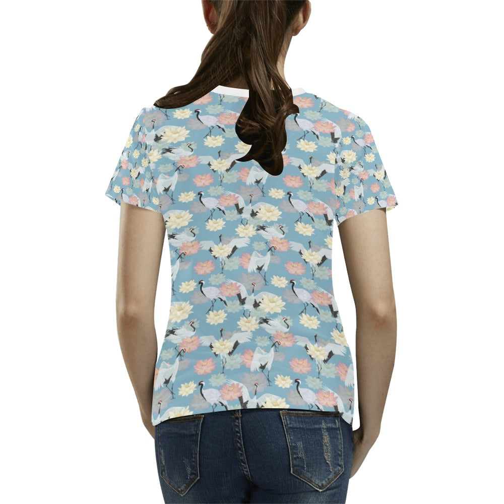 Water Lily Print Design LKS304 Women's  T-shirt