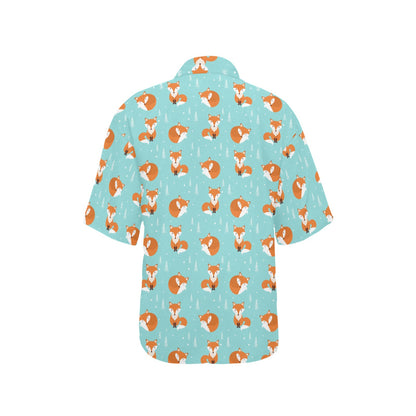 Fox Design Snow Print Pattern Women's Hawaiian Shirt