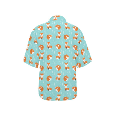 Fox Design Snow Print Pattern Women's Hawaiian Shirt