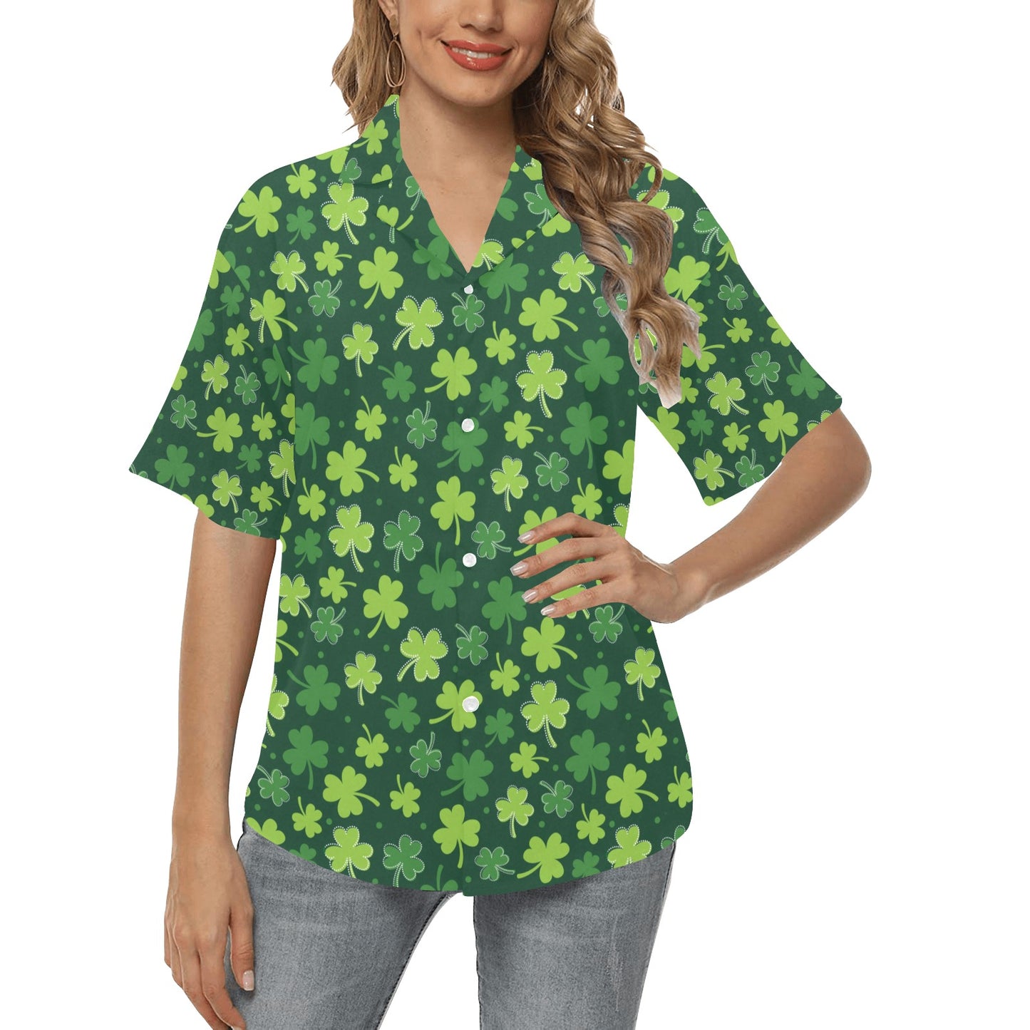 Clover Pattern Print Design 02 Women's Hawaiian Shirt