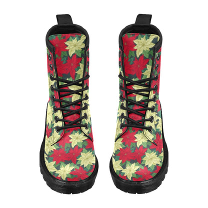 Poinsettia Pattern Print Design POT06 Women's Boots