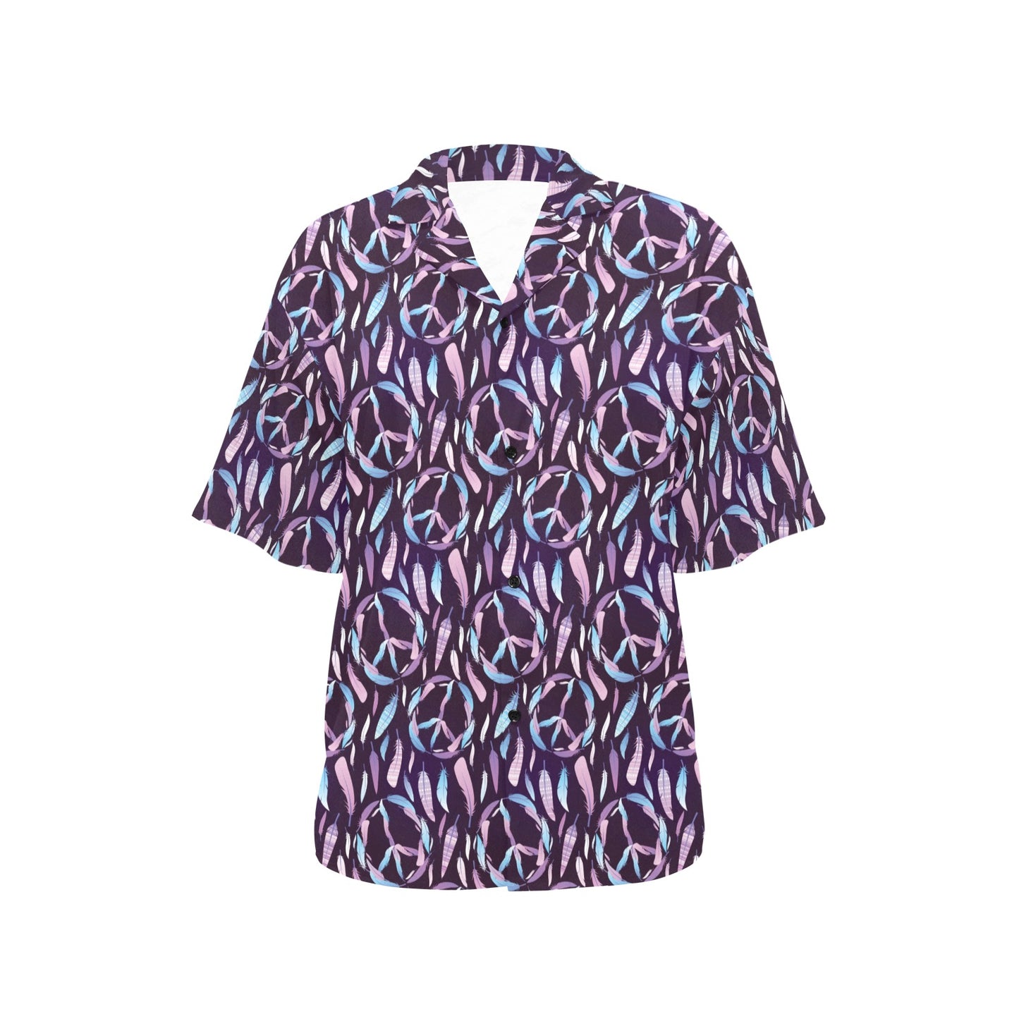 Peace Sign Feather Design Print Women's Hawaiian Shirt