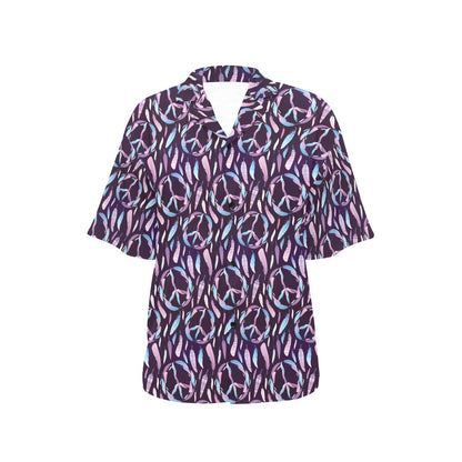 Peace Sign Feather Design Print Women's Hawaiian Shirt