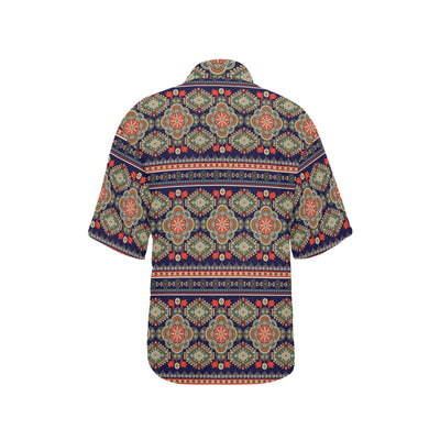 Ethnic Geometric Print Pattern Women's Hawaiian Shirt