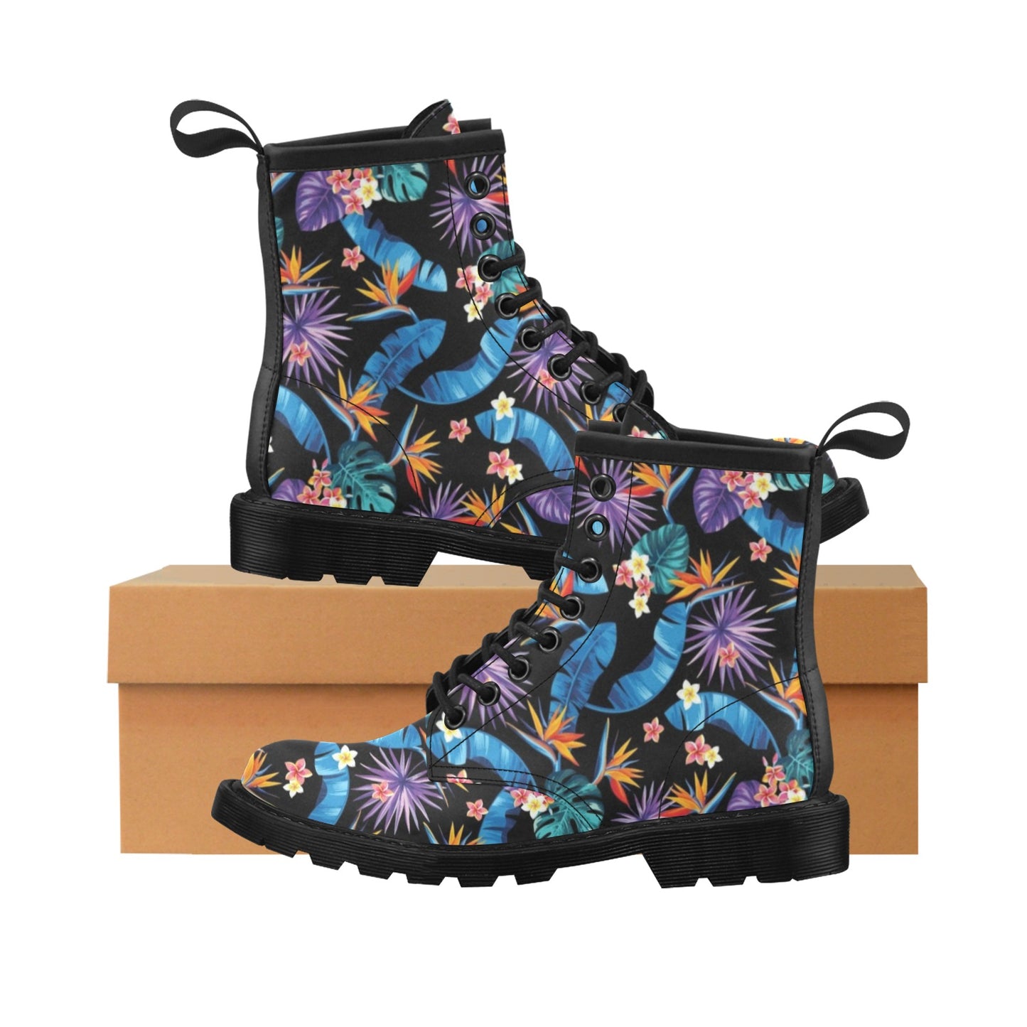 Tropical Flower Pattern Print Design TF018 Women's Boots