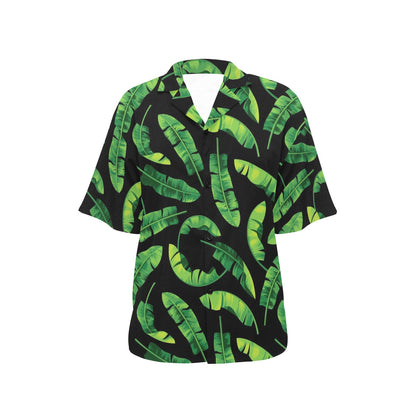 Banana Leaf Pattern Print Design BL02 Women's Hawaiian Shirt