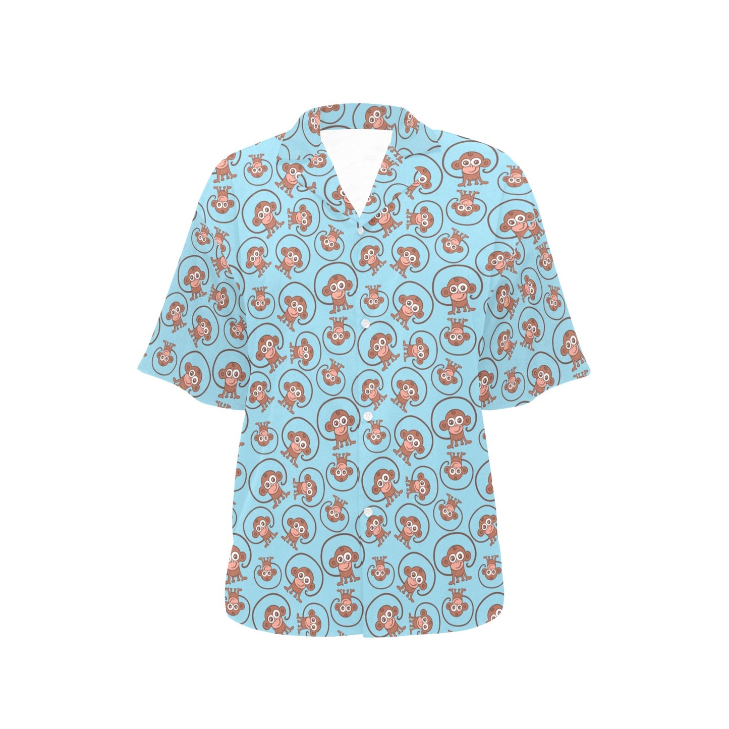 Monkey Cute Design Themed Print Women's Hawaiian Shirt