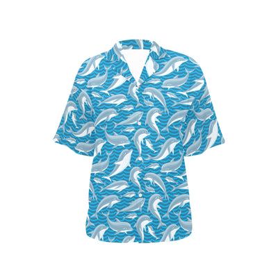 Dolphin Cute Print Pattern Women's Hawaiian Shirt