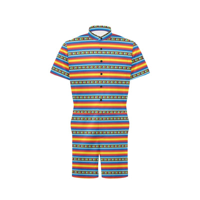 Mexican Blanket ZigZag Print Pattern Men's Romper