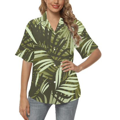Palm Leaves Pattern Print Design PL05 Women's Hawaiian Shirt