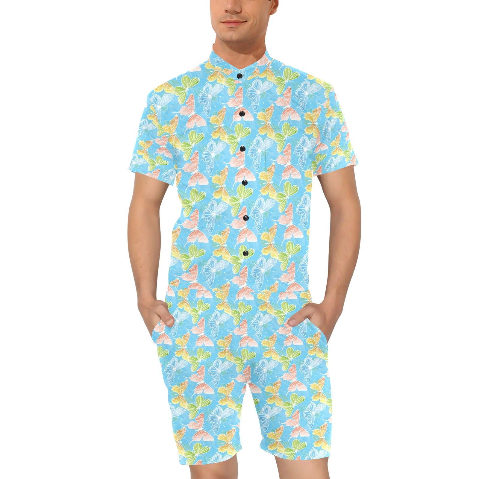 Butterfly Pattern Print Design 05 Men's Romper