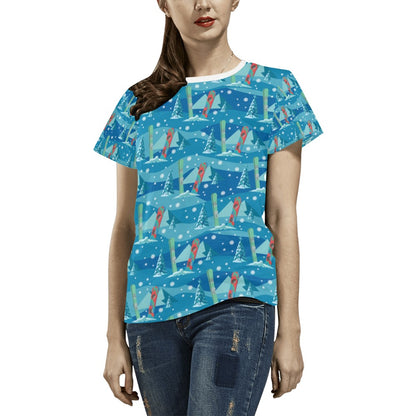 Snowboard Print Design LKS301 Women's  T-shirt
