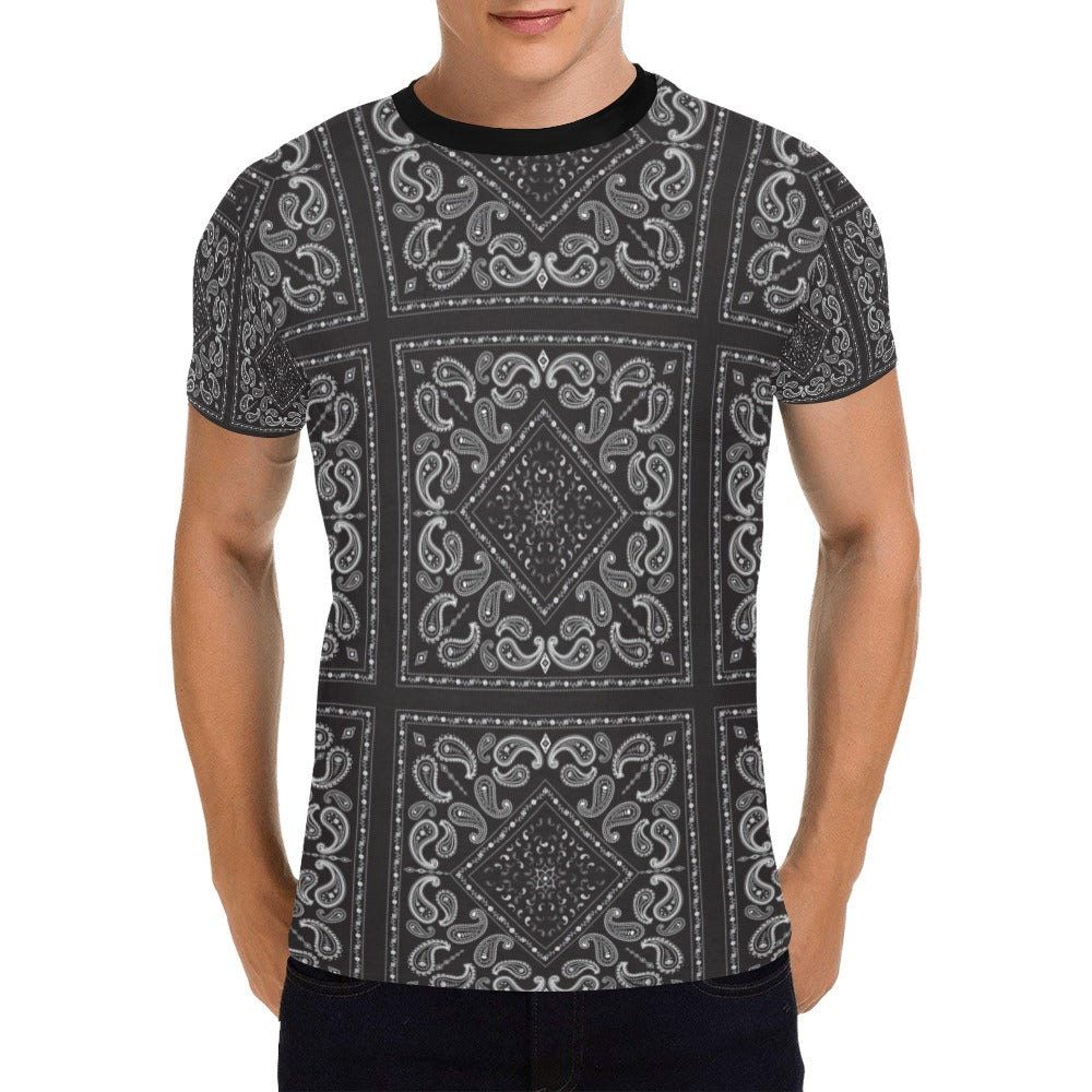 Bandana Black White Print Design LKS302 Men's All Over Print T-shirt