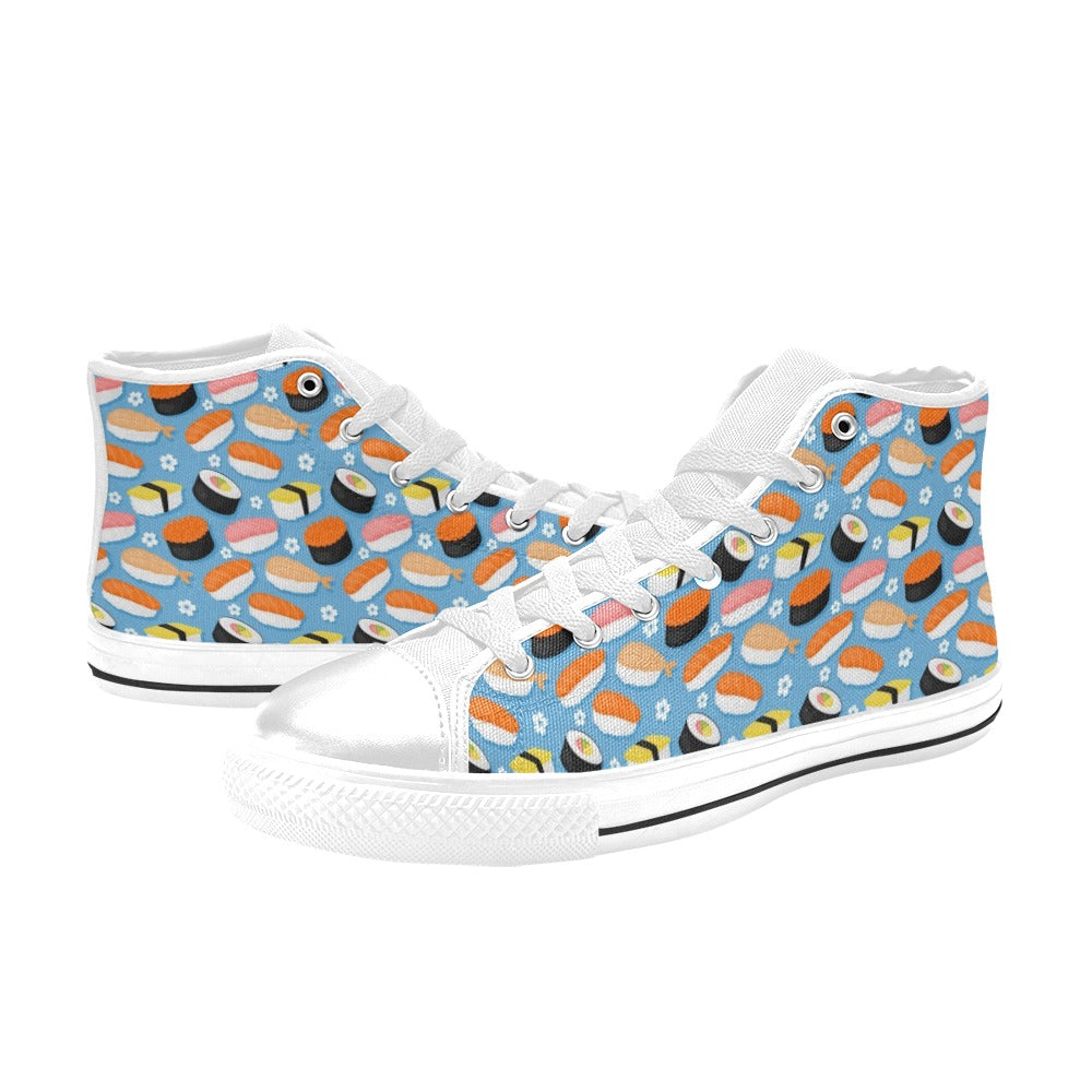 Sushi Print Design LKS304 High Top Women's White Shoes