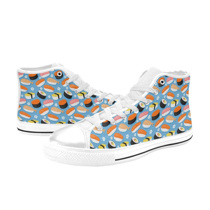 Sushi Print Design LKS304 High Top Women's White Shoes