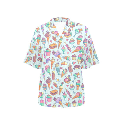 Ice Cream Pattern Print Design IC02 Women's Hawaiian Shirt