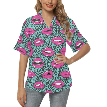 Lip Pattern Print Design 04 Women's Hawaiian Shirt