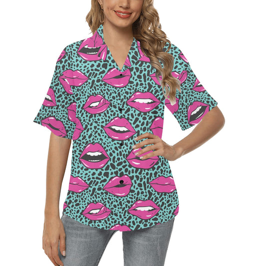Lip Pattern Print Design 04 Women's Hawaiian Shirt