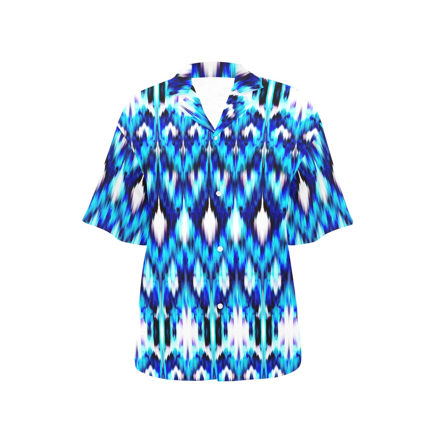 Ikat Blue Pattern Print Design 01 Women's Hawaiian Shirt