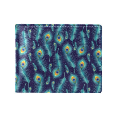 Peacock Feather Blue Design Print Men's ID Card Wallet