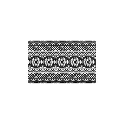 Aztec Black White Print Pattern Kitchen Mat