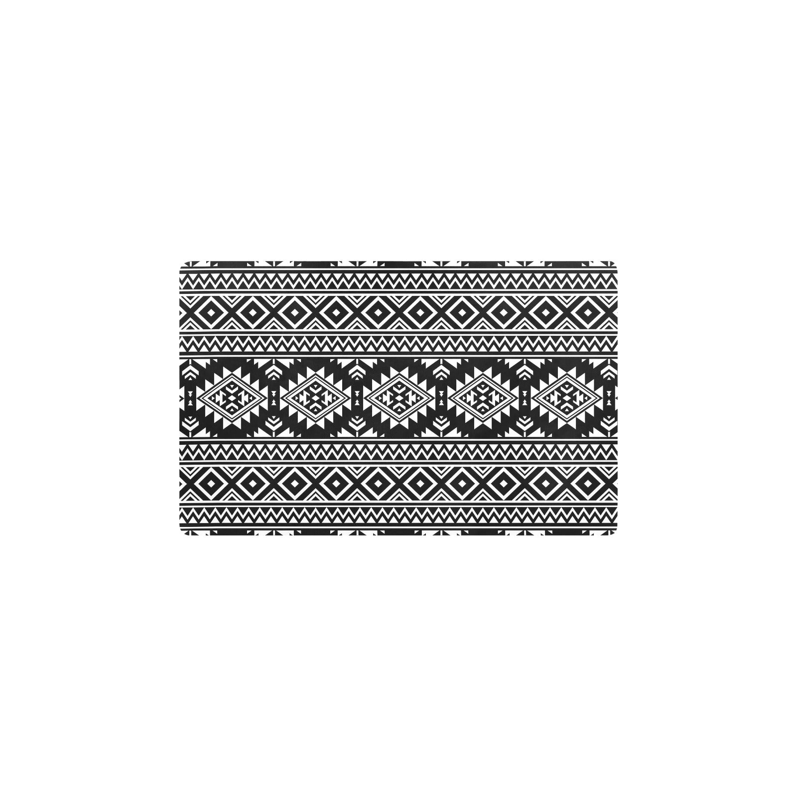 Aztec Black White Print Pattern Kitchen Mat