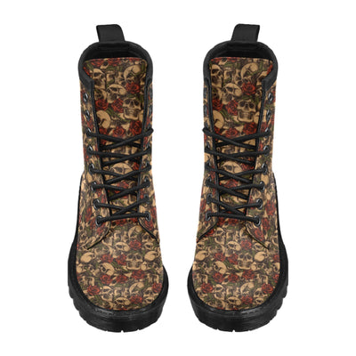 Skull Roses Vintage Design Themed Print Women's Boots