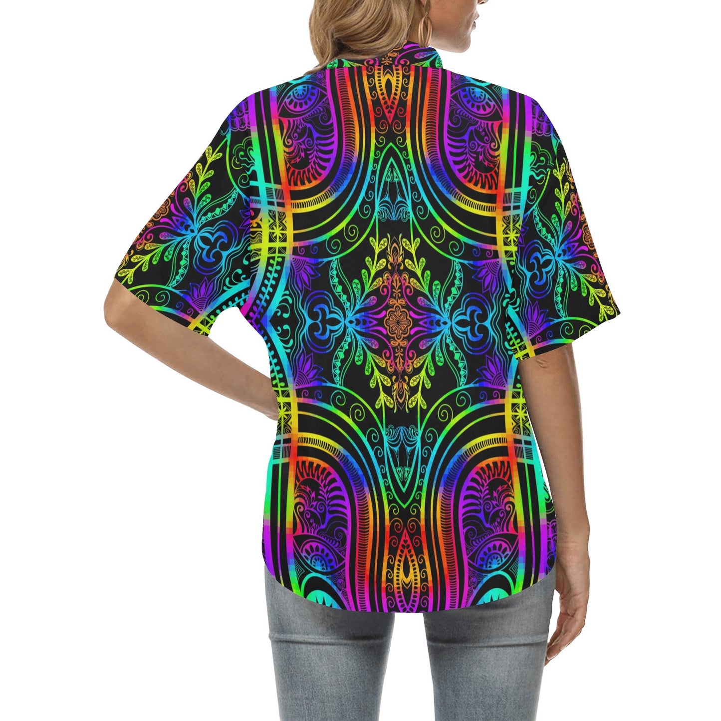 Neon Trible Rainbow Pattern Print Design A01 Women's Hawaiian Shirt